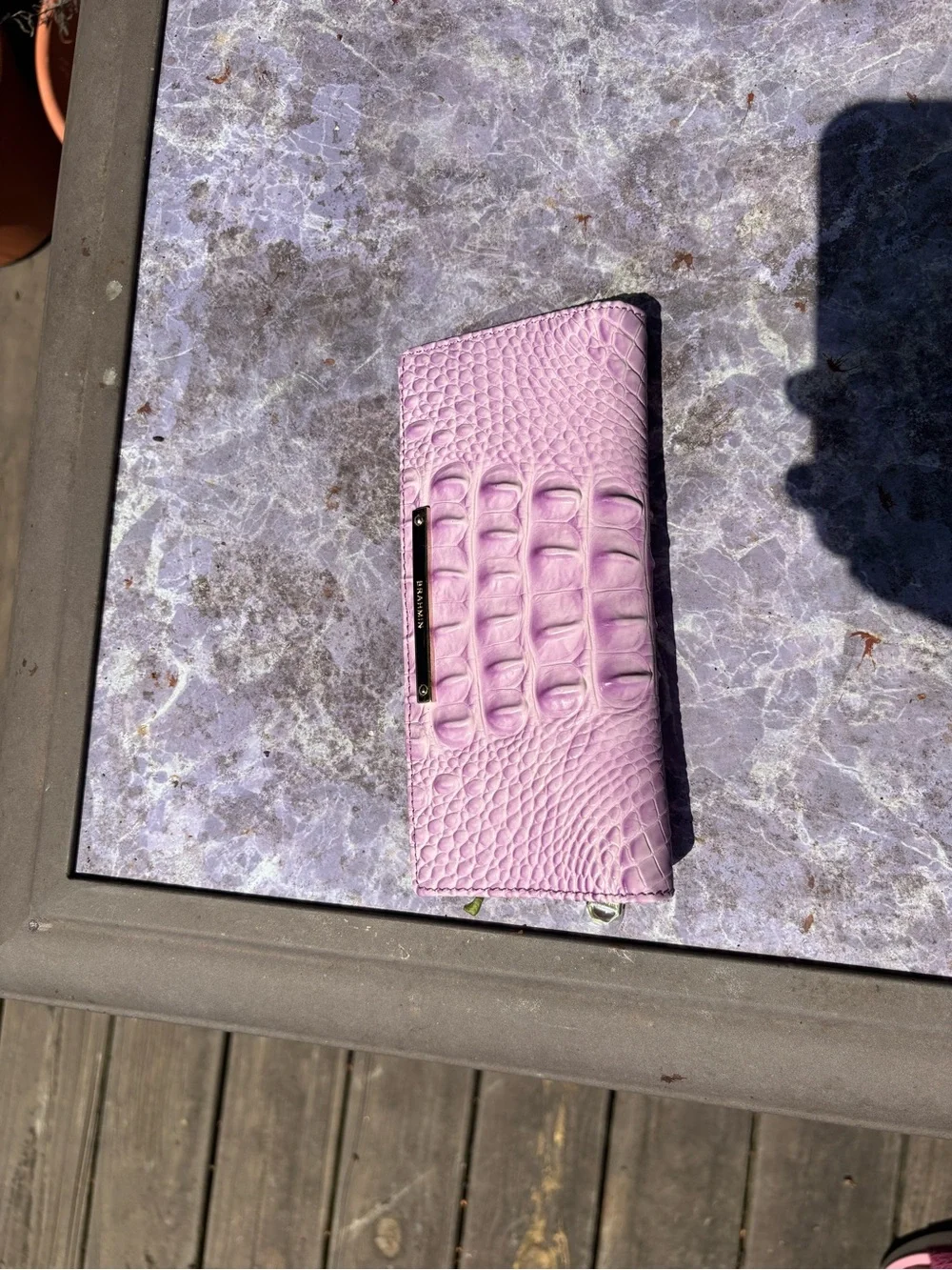 Brahmin Lavender Croc-Embossed Zip Card Holder